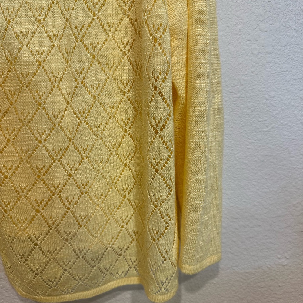 Charter Club Women's Yellow Diamond Knit Cardigan—Size Petite Large - Picture 3 of 6